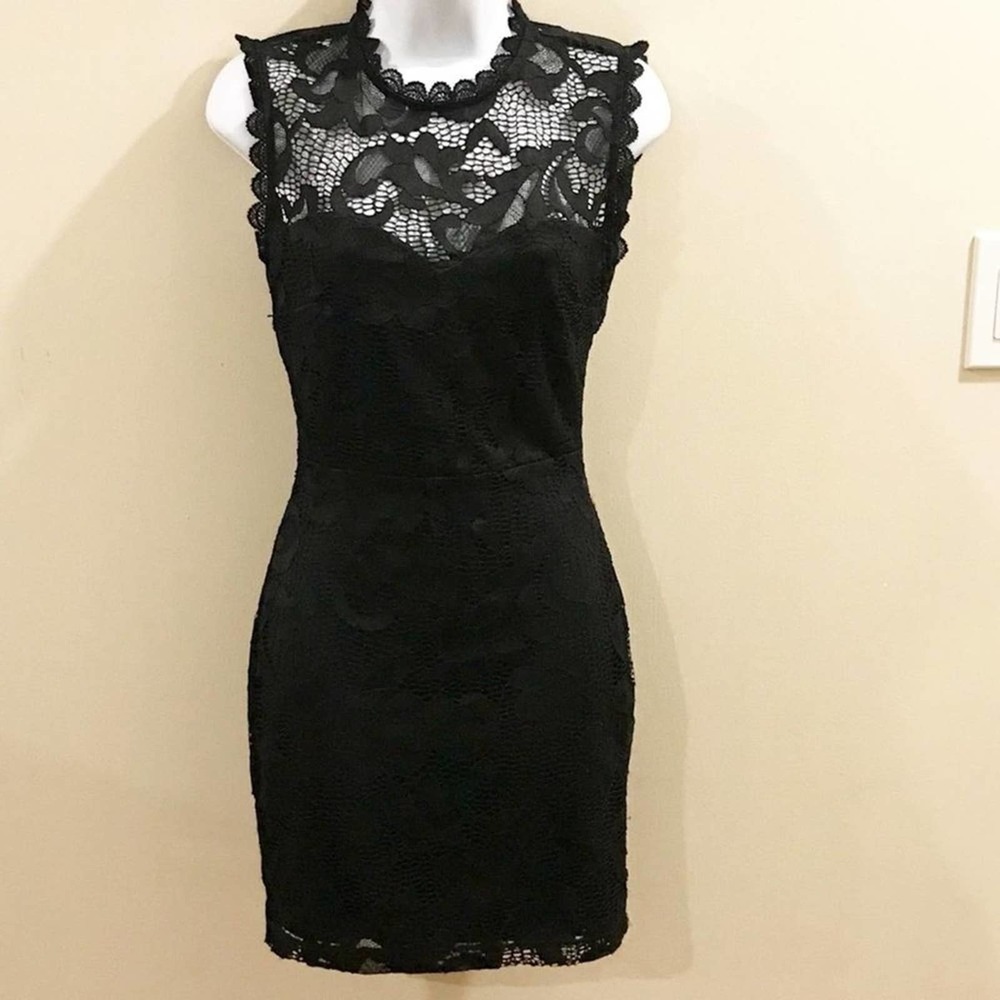 Nasty Gal Black Lace Mini Bodycon Dress Small - Picture 1 of 15